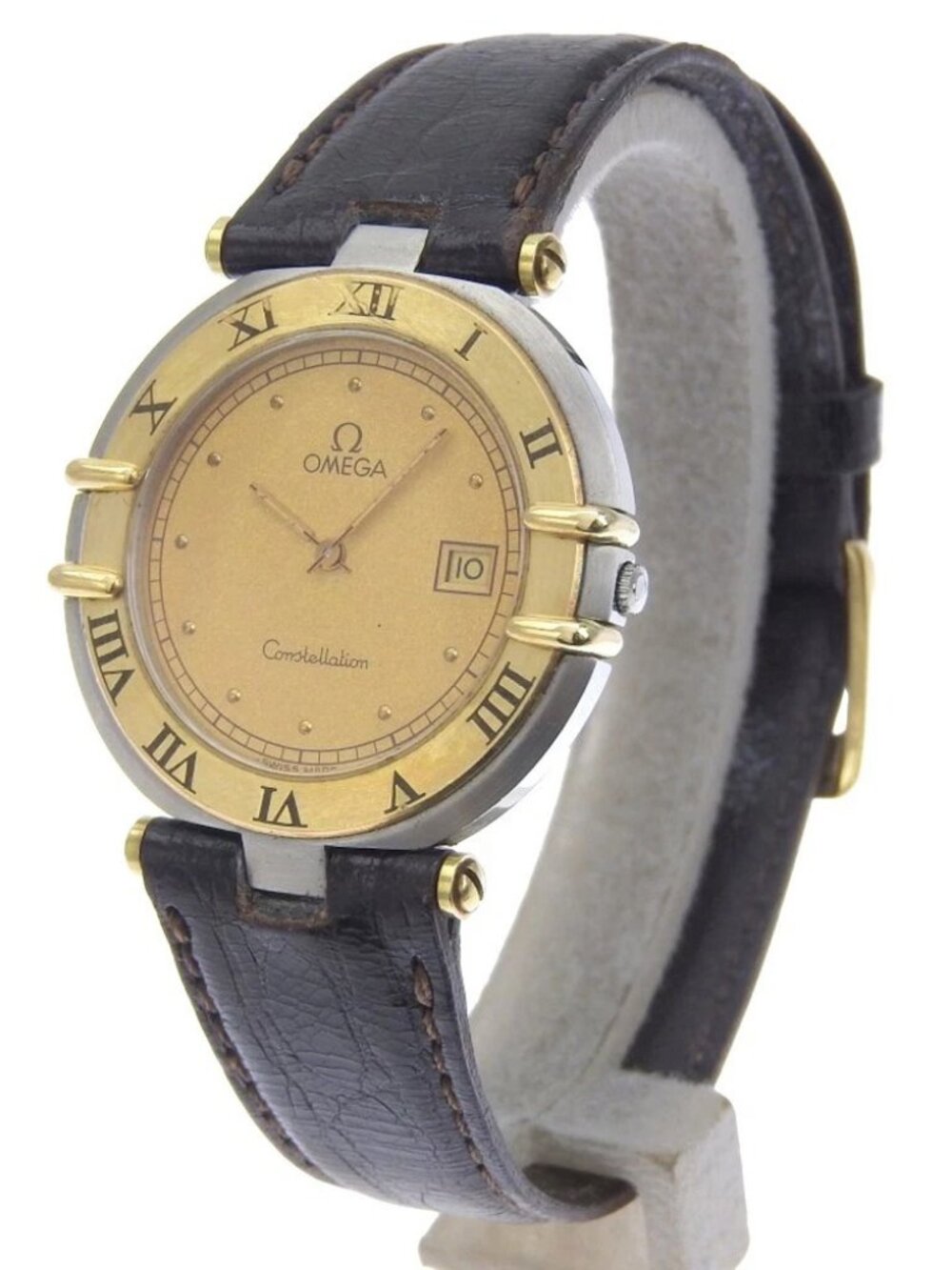 OMEGA Constellation Watches goldDial Stainless Steel/leather Quartz Analog...